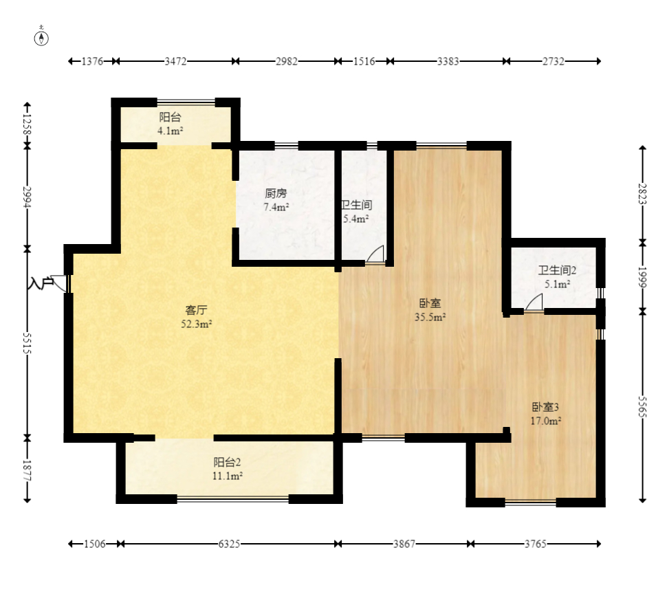 中交中央公园D5区  4室2厅2卫   160.00万室内图1