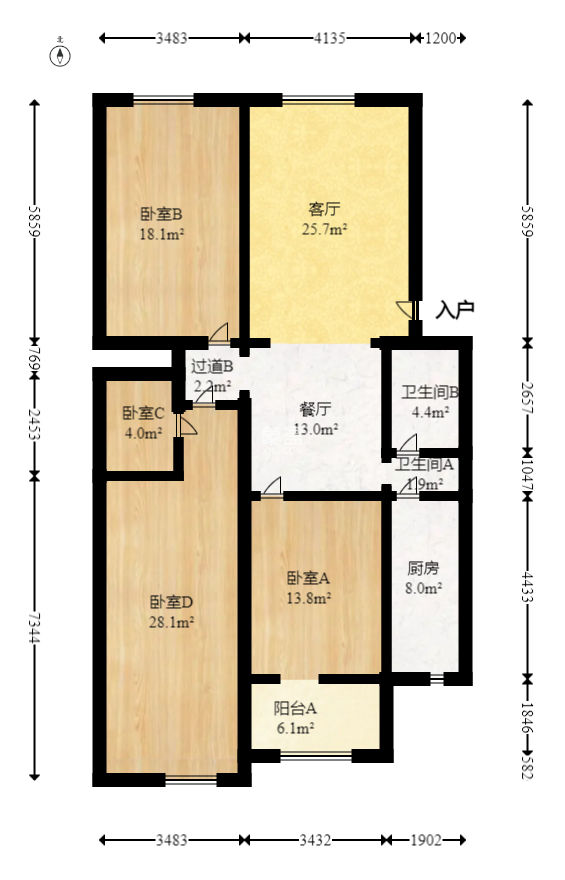 白沙苑  3室2厅2卫    68.0万