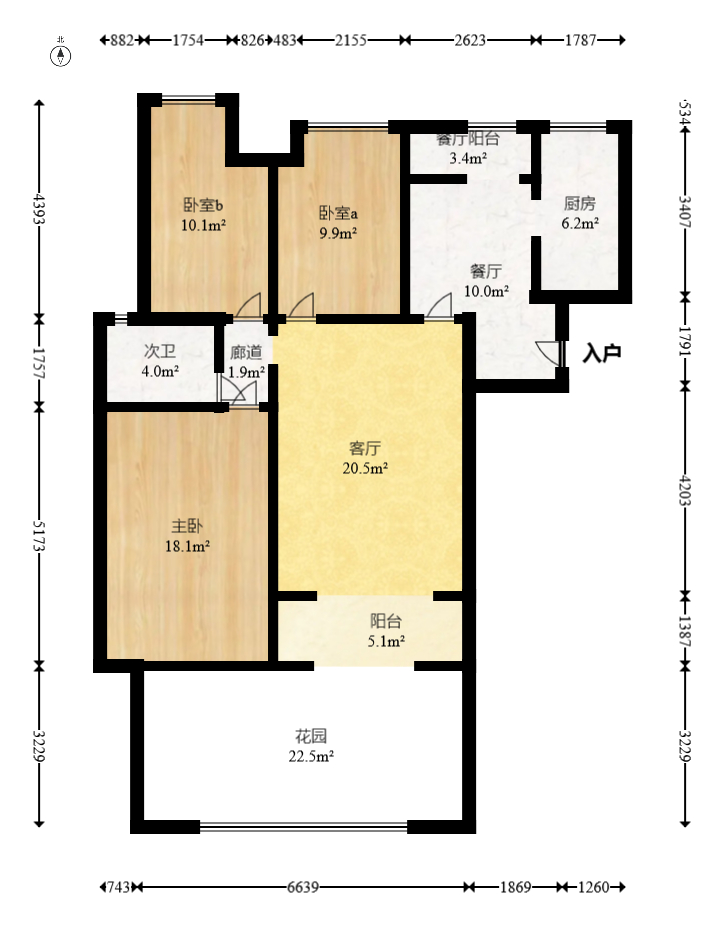 保利麓谷林语F区  3室1厅1卫   130.00万室内图1