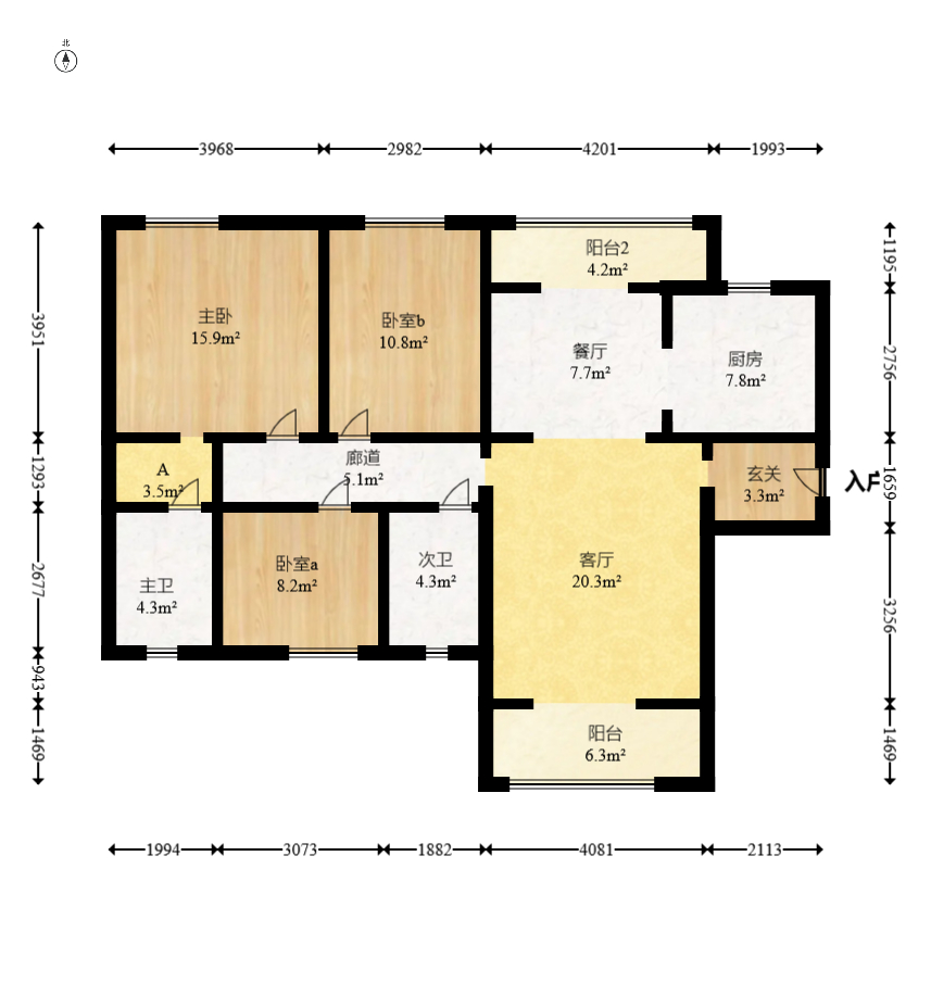 梅溪盛荟  3室2厅2卫   148.00万室内图1