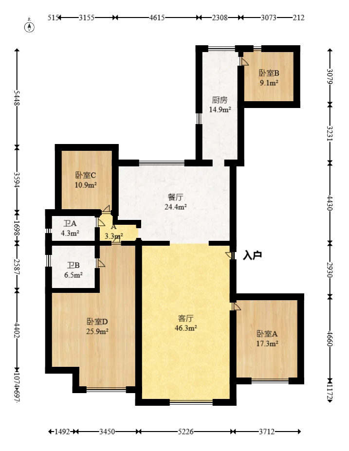 富兴时代御城 4室2厅4卫 380.0万 富兴时代御城 4室2厅4卫 380.0万户型图