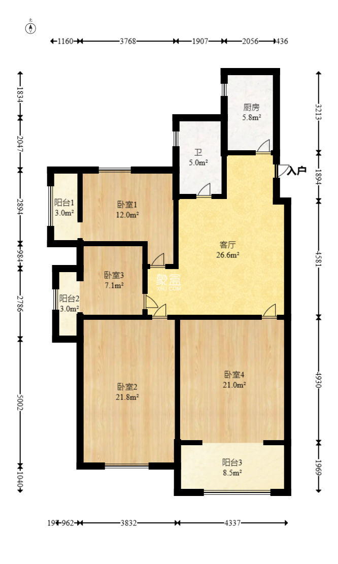 东玺门  3室2厅2卫    110.0万