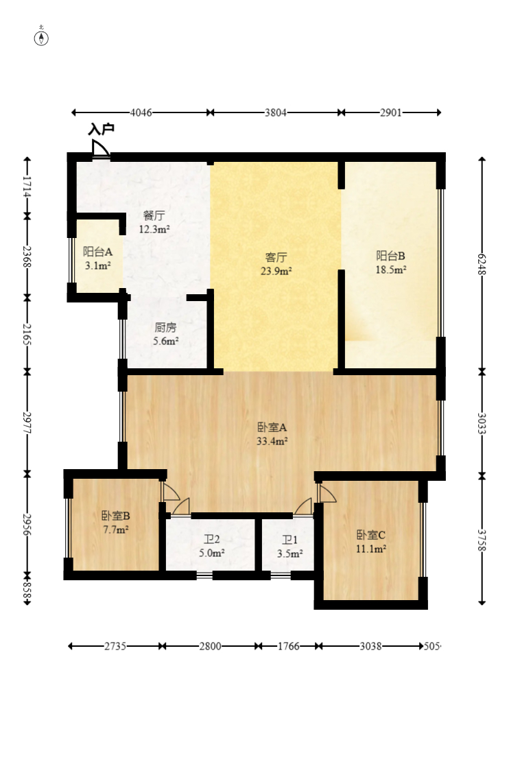 建发玖洲观澜  4室2厅2卫   215.00万室内图1