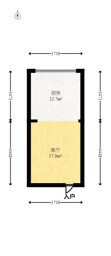 金色loft（鑫秋大厦）  2室1厅1卫   42.80万室内图1