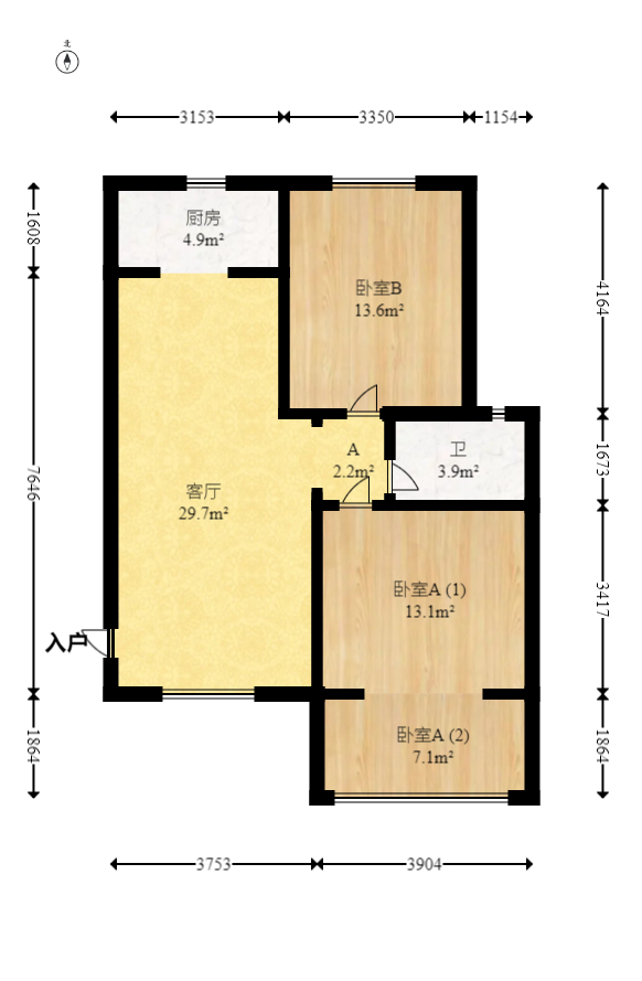 麓山枫情  2室1厅1卫   80.00万室内图1