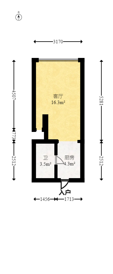 敬天广场  1室1厅1卫   80.00万室内图1