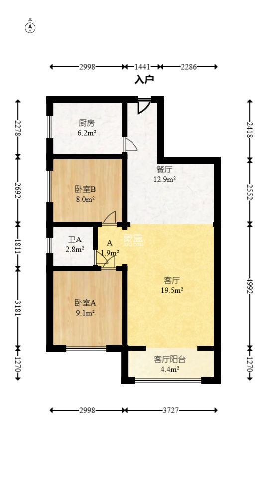 谷山庭院  2室2厅1卫   58.00万