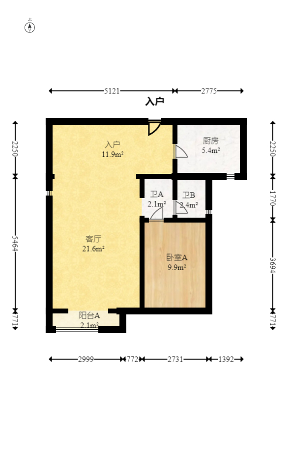 保利城（中航城国际社区、郡原美村）  4室2厅2卫    88.88万室内图1