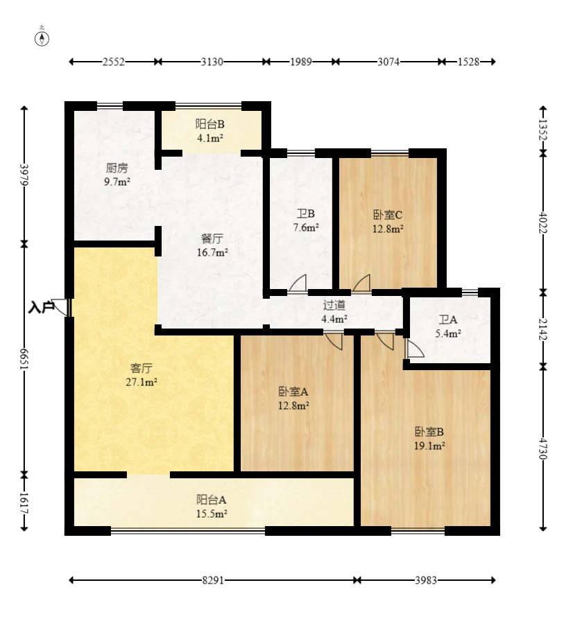 金质嘉苑 3室2厅2卫 88.0万 金质嘉苑 3室2厅2卫 88.0万户型图