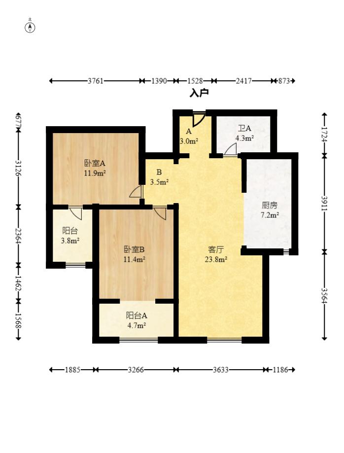 保利城(中航城国际社区、郡原美村) 2室2厅1卫 56.0万 保利城(中航城国际社区、郡原美村) 2室2厅1卫 56.0万户型图