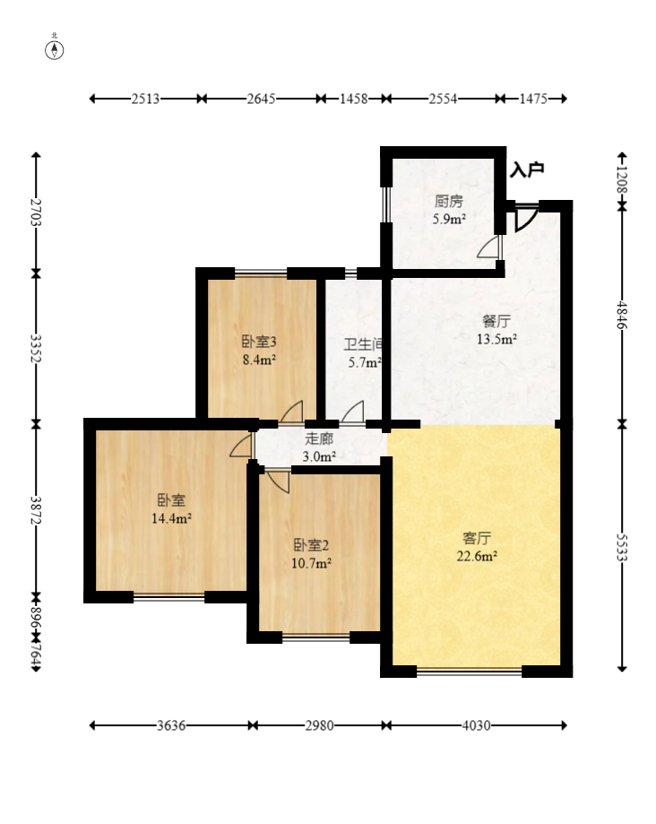 豪都新天地  3室2厅1卫    53.8万 豪都新天地  3室2厅1卫    53.8万户型图