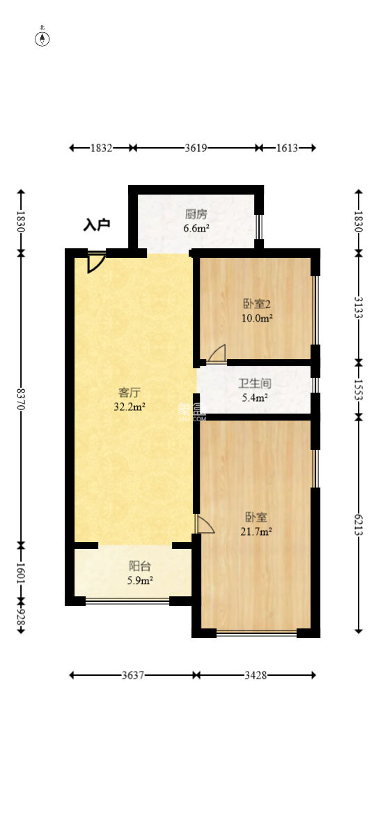 豪庭（江城豪庭）  2室2厅1卫   62.80万