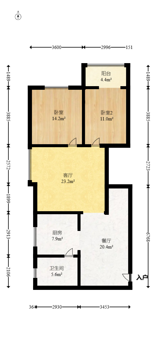 圣力华苑  2室2厅1卫   43.80万室内图1