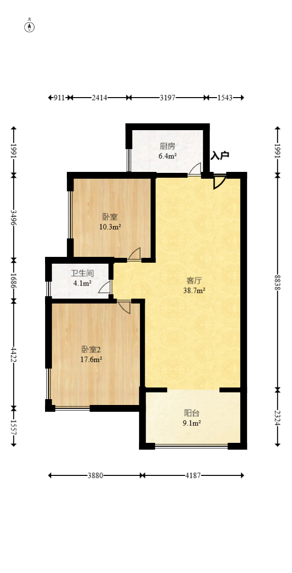 星城国际 2室2厅1卫 42.8万 星城国际 2室2厅1卫 42.8万户型图