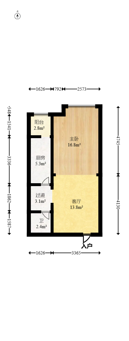 新青年公寓 1室1厅1卫 55.0万 新青年公寓 1室1厅1卫 55.0万户型图