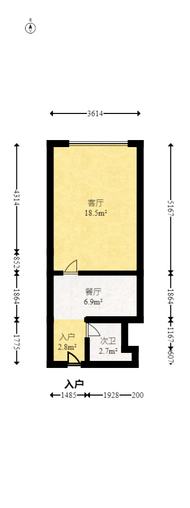 和平城市广场 2室1厅1卫 50.0万 和平城市广场 2室1厅1卫 50.0万户型图