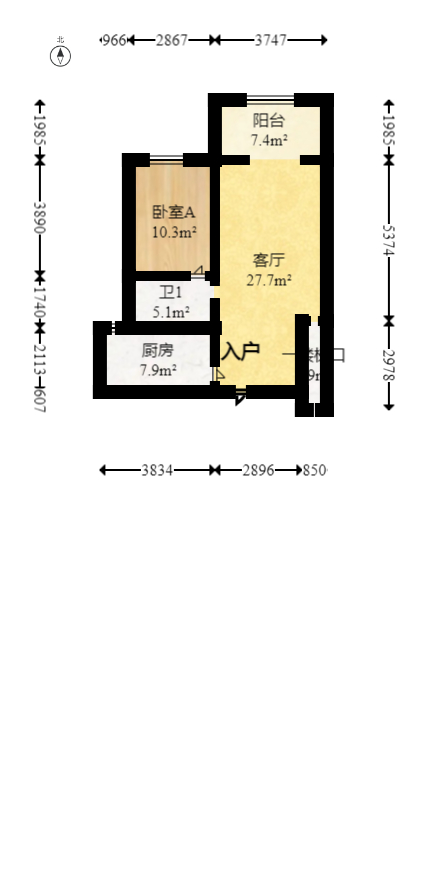 邦盛水岸御园  4室2厅2卫   78.00万室内图1