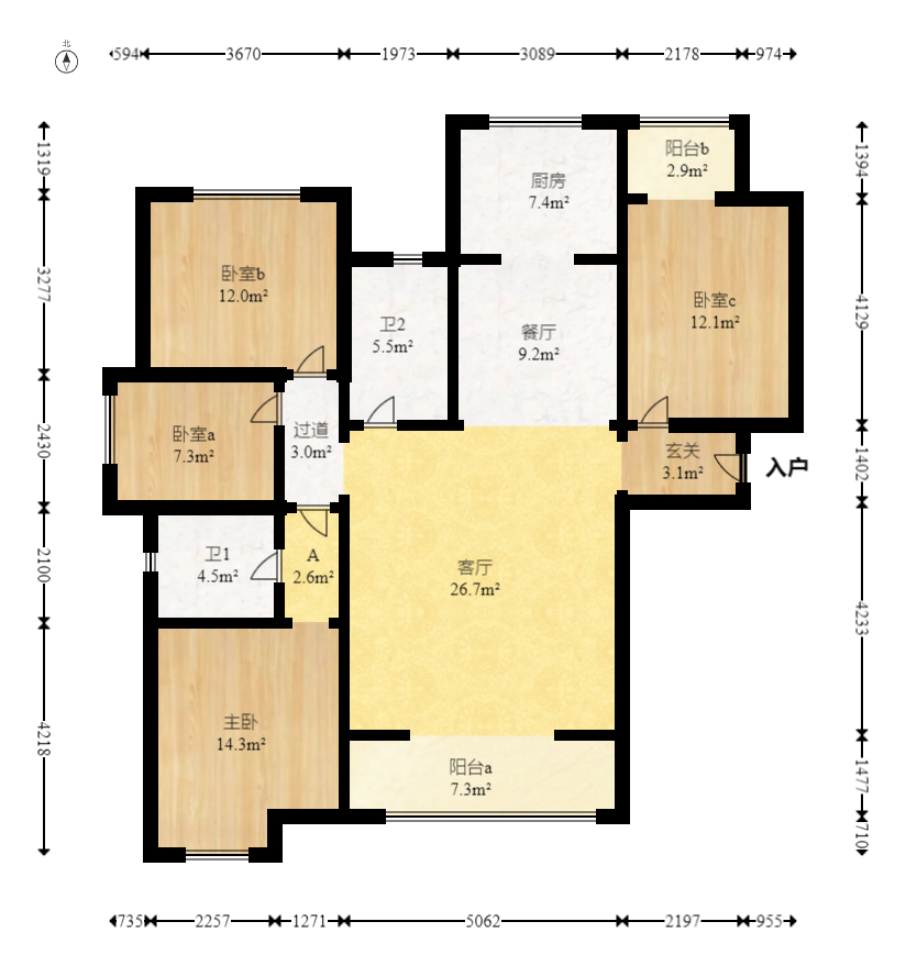 长房星珑湾 4室2厅2卫 85.0万 长房星珑湾 4室2厅2卫 85.0万户型图