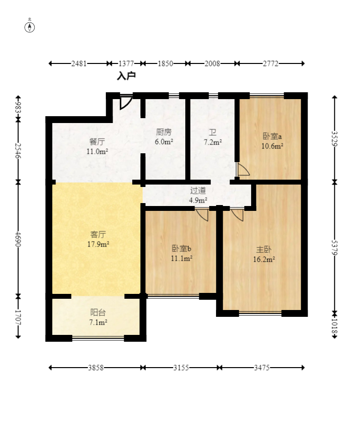 正荣财富中心 3室2厅1卫 58.0万 正荣财富中心 3室2厅1卫 58.0万户型图