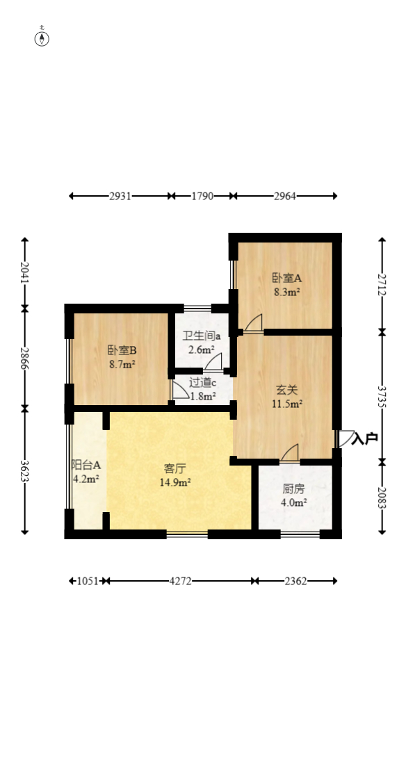 晨兴家园  2室1厅1卫    60.0万室内图1
