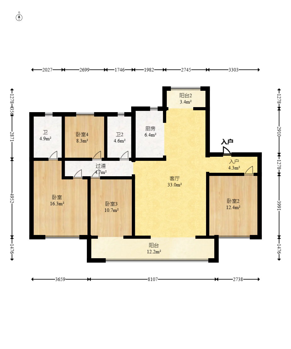 龙湖舜山府 4室2厅2卫 195.0万 龙湖舜山府 4室2厅2卫 195.0万户型图