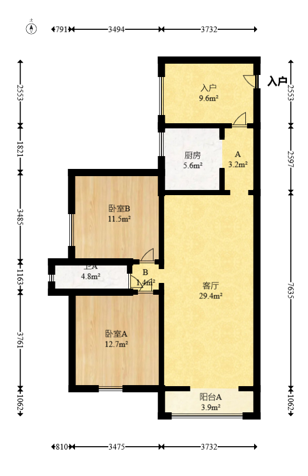 中豪城南时代（中豪南苑）  3室2厅1卫   66.00万室内图1