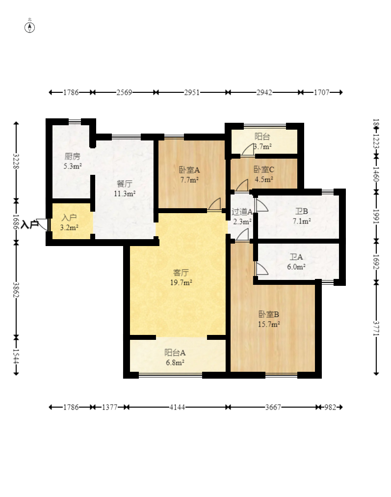 中建嘉和城  3室2厅2卫   85.00万室内图1