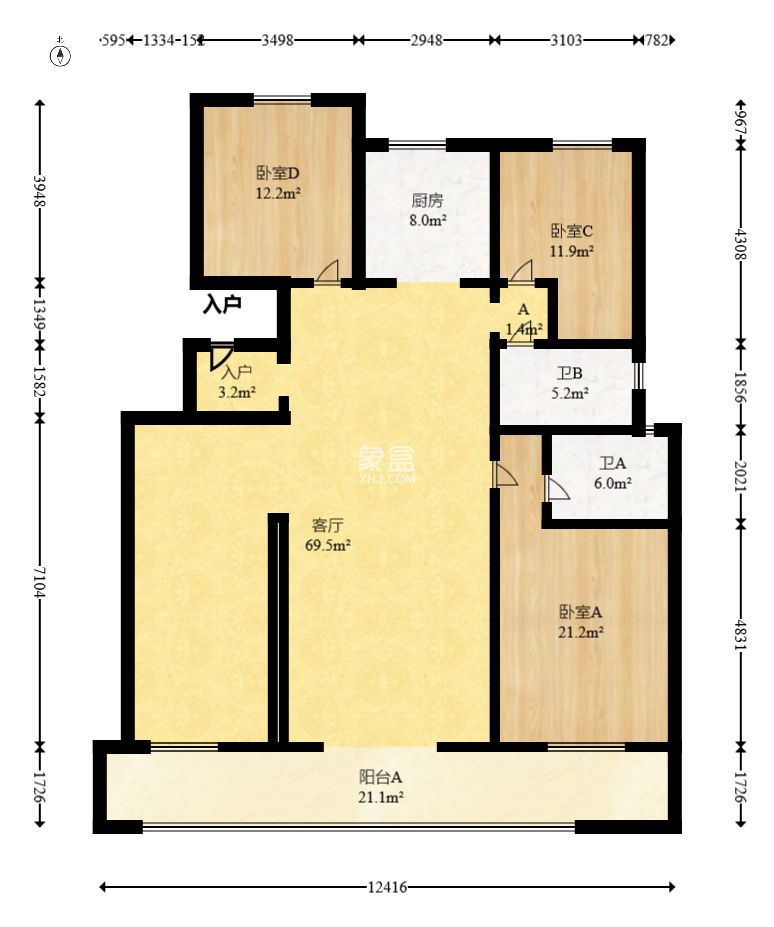 长房岭秀时代  4室2厅2卫   180.00万