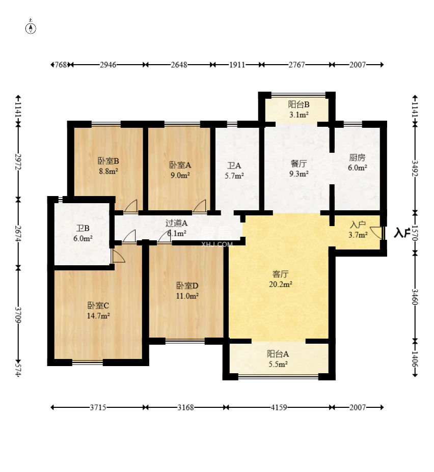 中建嘉和城凤凰台（中建瑞兴家园）  3室2厅2卫   135.00万