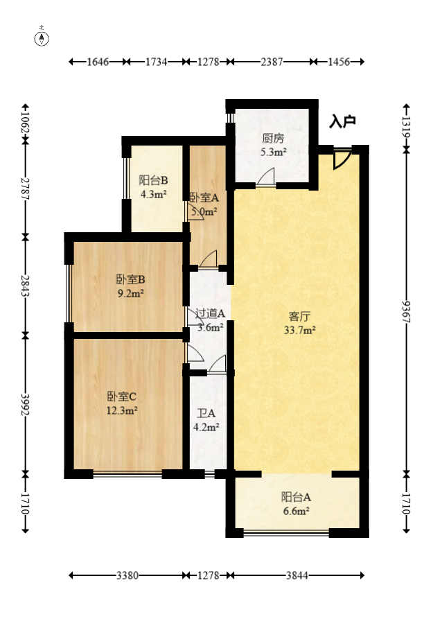 中建嘉和城  3室2厅2卫   78.00万室内图1