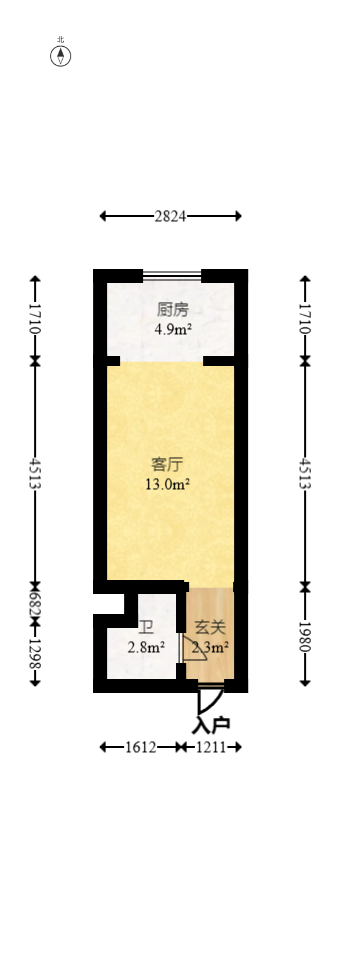 中建木莲工社  1室1厅1卫   35.80万室内图1