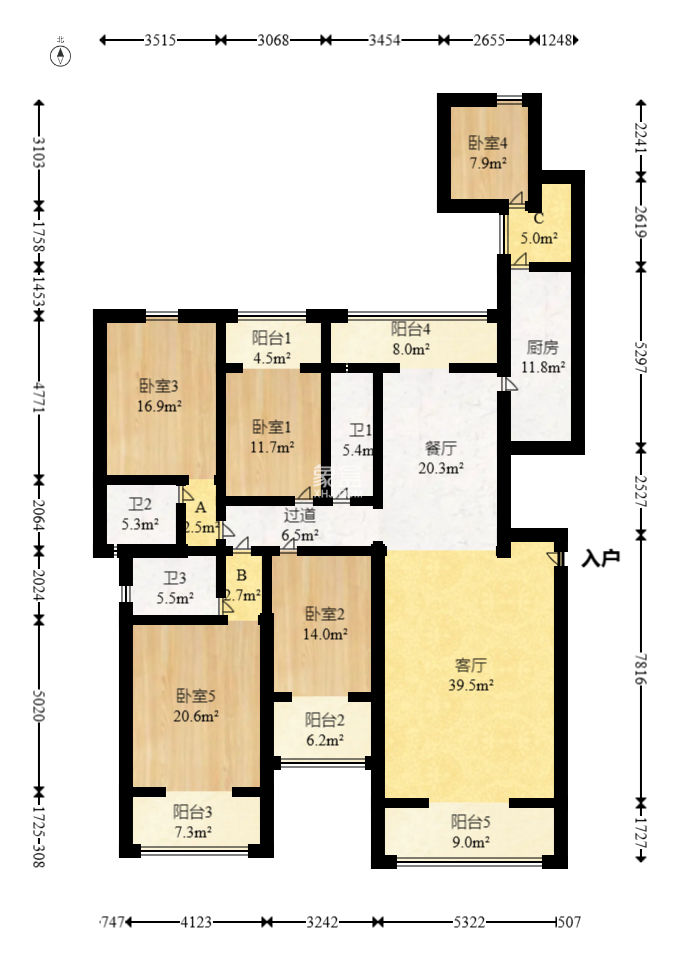 星月绿洲  5室2厅3卫   188.00万