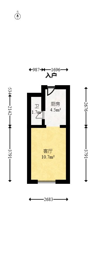 保利香槟国际 1室1厅1卫 20.0万 保利香槟国际 1室1厅1卫 20.0万户型图