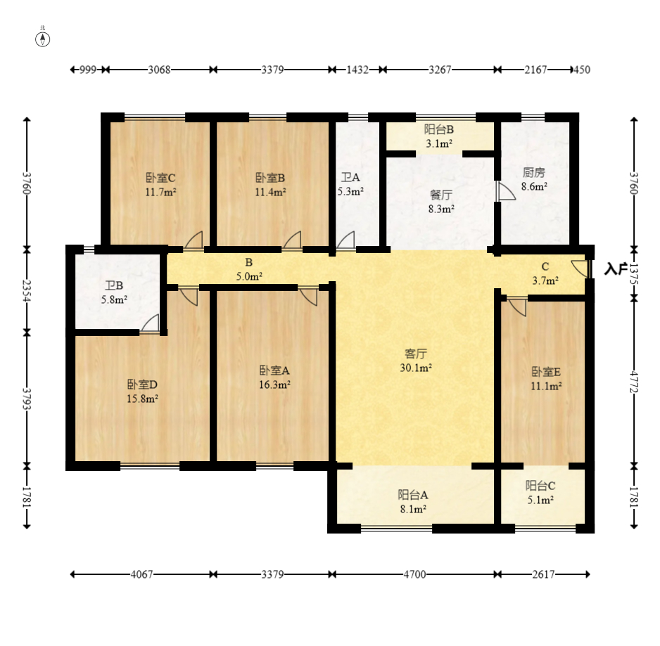 德泽苑  5室2厅2卫    128.0万室内图1