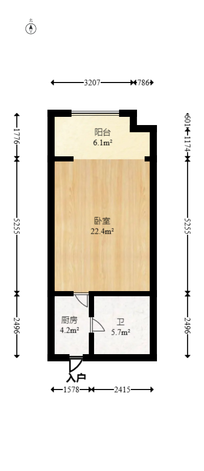中盛小家碧寓  1室1厅1卫   23.60万室内图1