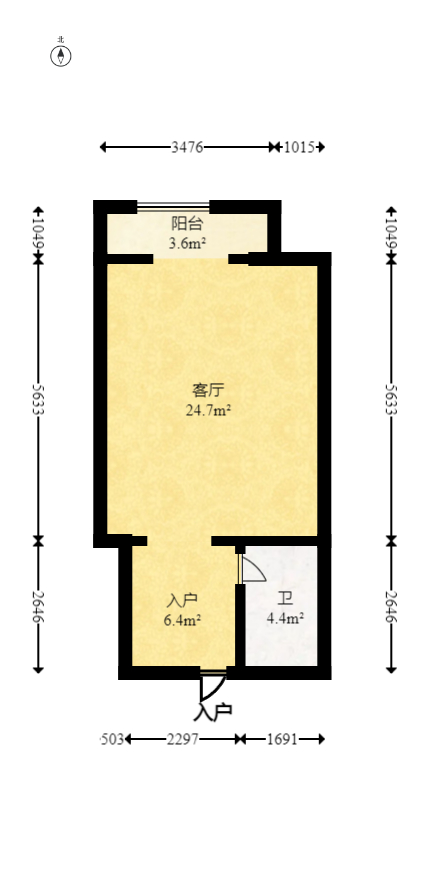 时代星城  1室1厅1卫    16.8万室内图1