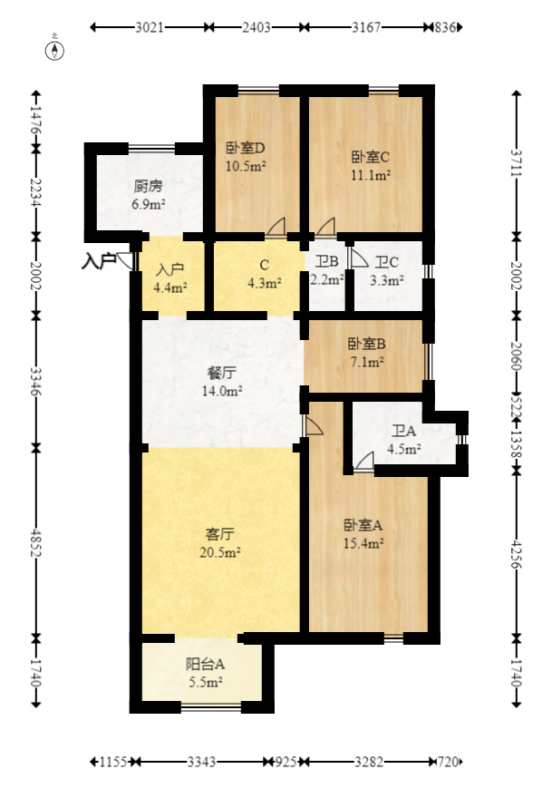 万科魅力之城  4室2厅2卫    129.8万 万科魅力之城  4室2厅2卫    129.8万户型图