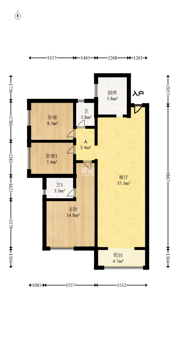 荣盛花语城  3室2厅2卫    72.8万