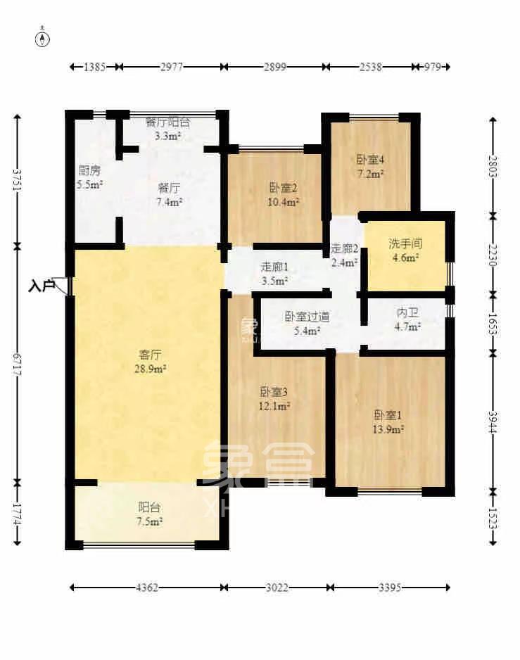 阳光城尚东湾愉景苑 4室1厅2卫 1000.0元/月 阳光城尚东湾愉景苑 4室1厅2卫 1000.0元/月室内图