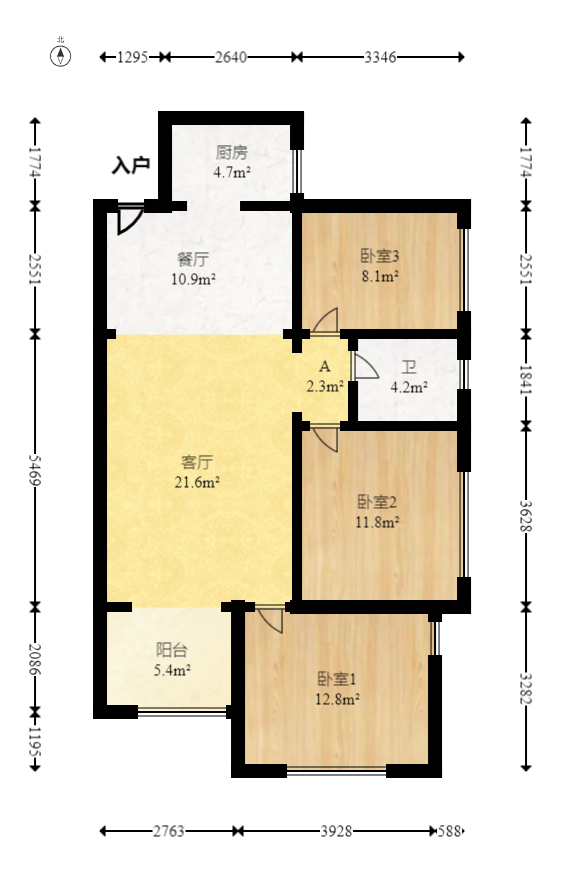 乾城（兴旺乾城）  3室2厅1卫   92.00万室内图1