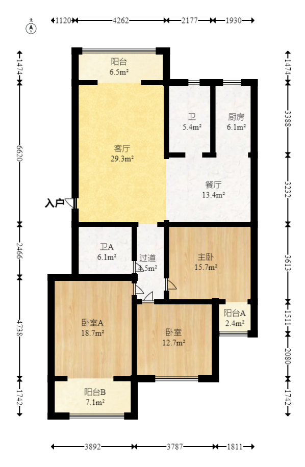 星城雅郡 3室2厅2卫 58.0万 星城雅郡 3室2厅2卫 58.0万户型图