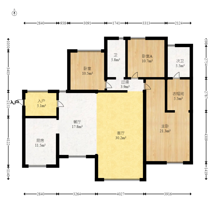 华润凤凰城三期 3室2厅2卫 96.88万 华润凤凰城三期 3室2厅2卫 96.88万户型图