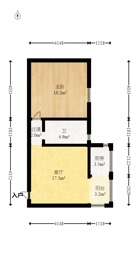 筑梦园  1室1厅1卫   32.80万室内图1