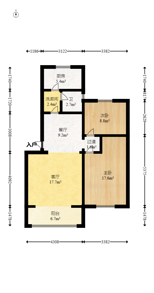 兔子坡小区  2室1厅1卫   35.00万室内图1