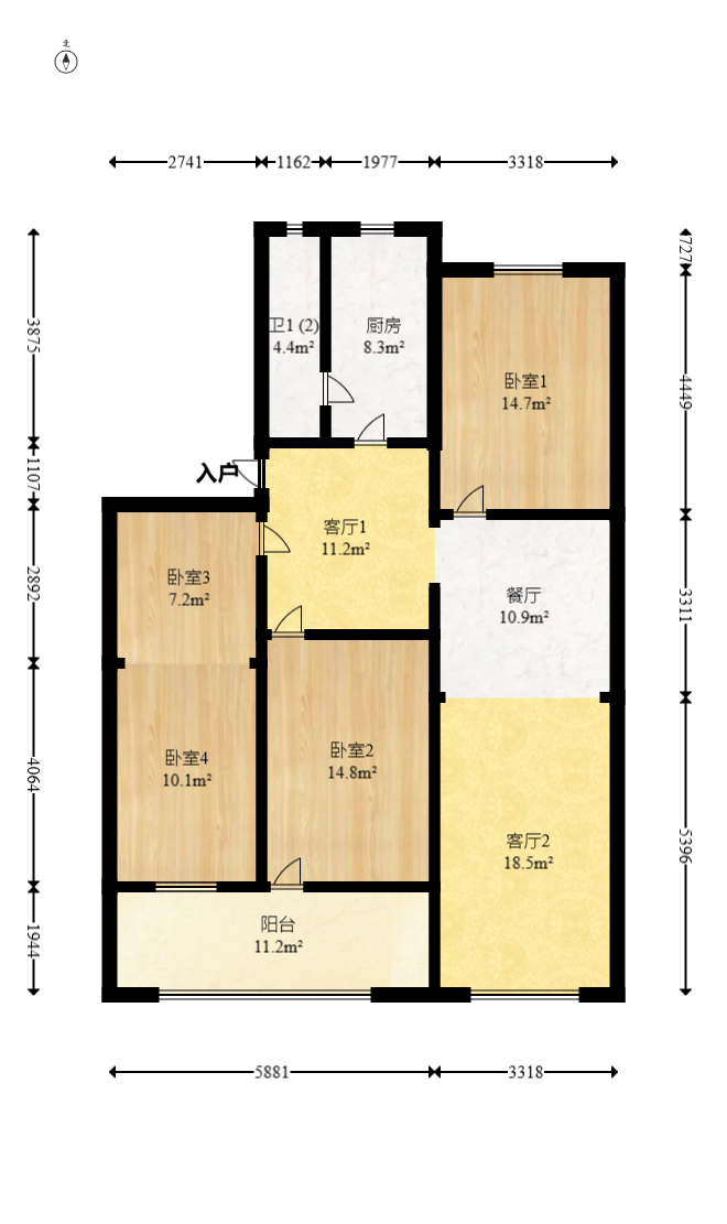 长岭烟草公司宿舍(金祥公寓) 3室2厅1卫 78.0万 长岭烟草公司宿舍(金祥公寓) 3室2厅1卫 78.0万户型图