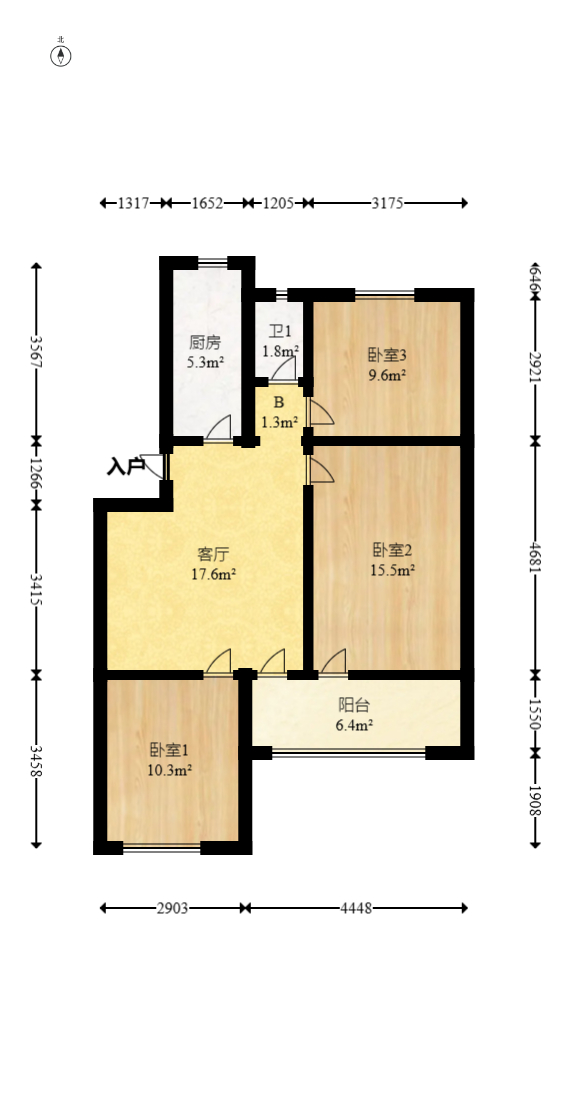 桔园小区1-8片  3室2厅1卫   46.80万室内图1