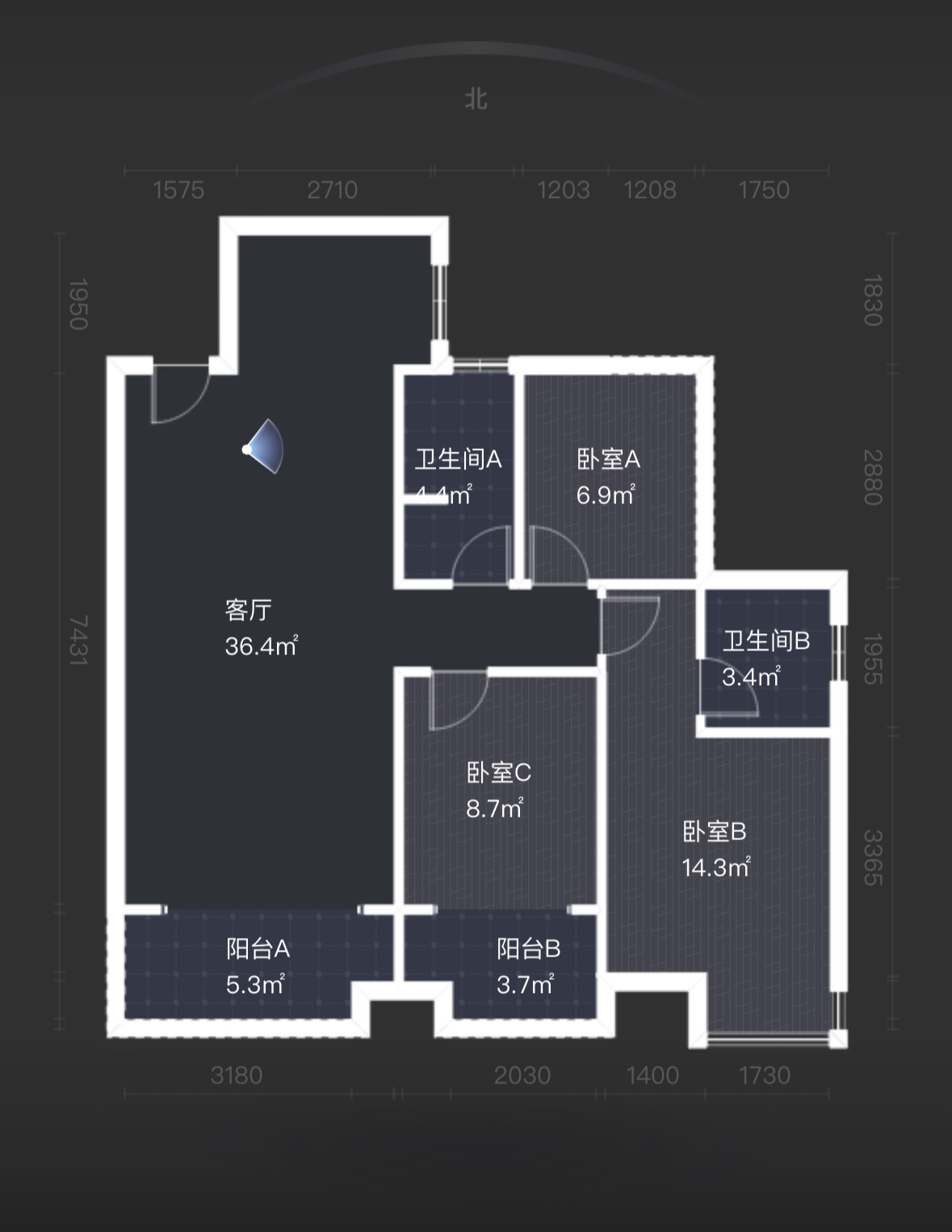 望云印象  3室2厅2卫   54.00万