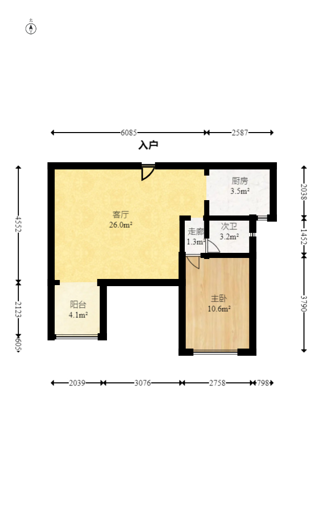 晋联大厦  2室1厅1卫   83.00万室内图1