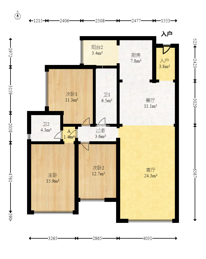 北辰三角洲E3区  3室2厅2卫    139.0万