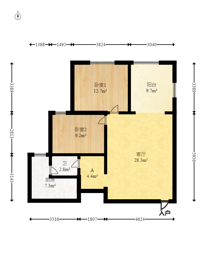 和庄  3室2厅1卫   75.00万室内图1